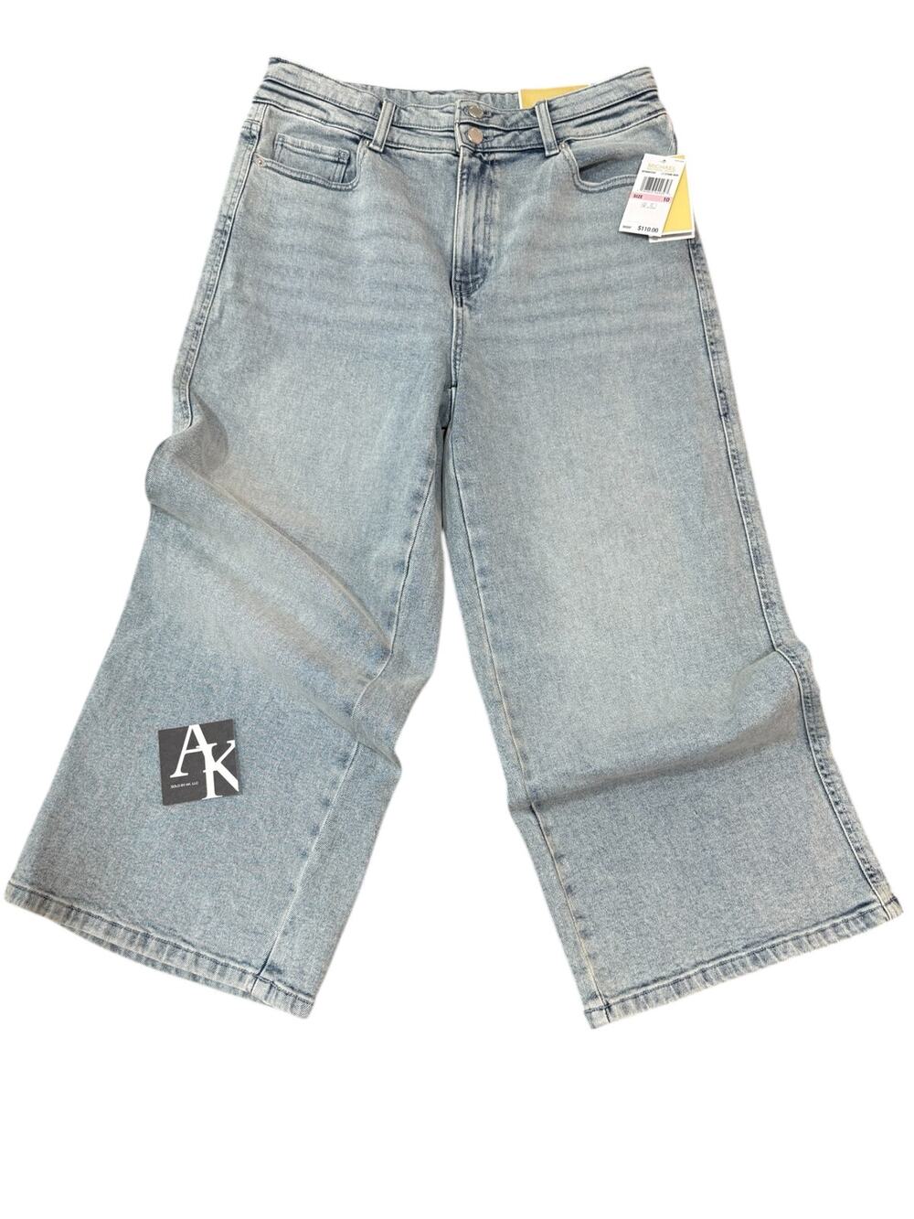 Michael Kors Carmen Crop Wide Leg Jeans Light Stone NWT Super High Rise Size 10